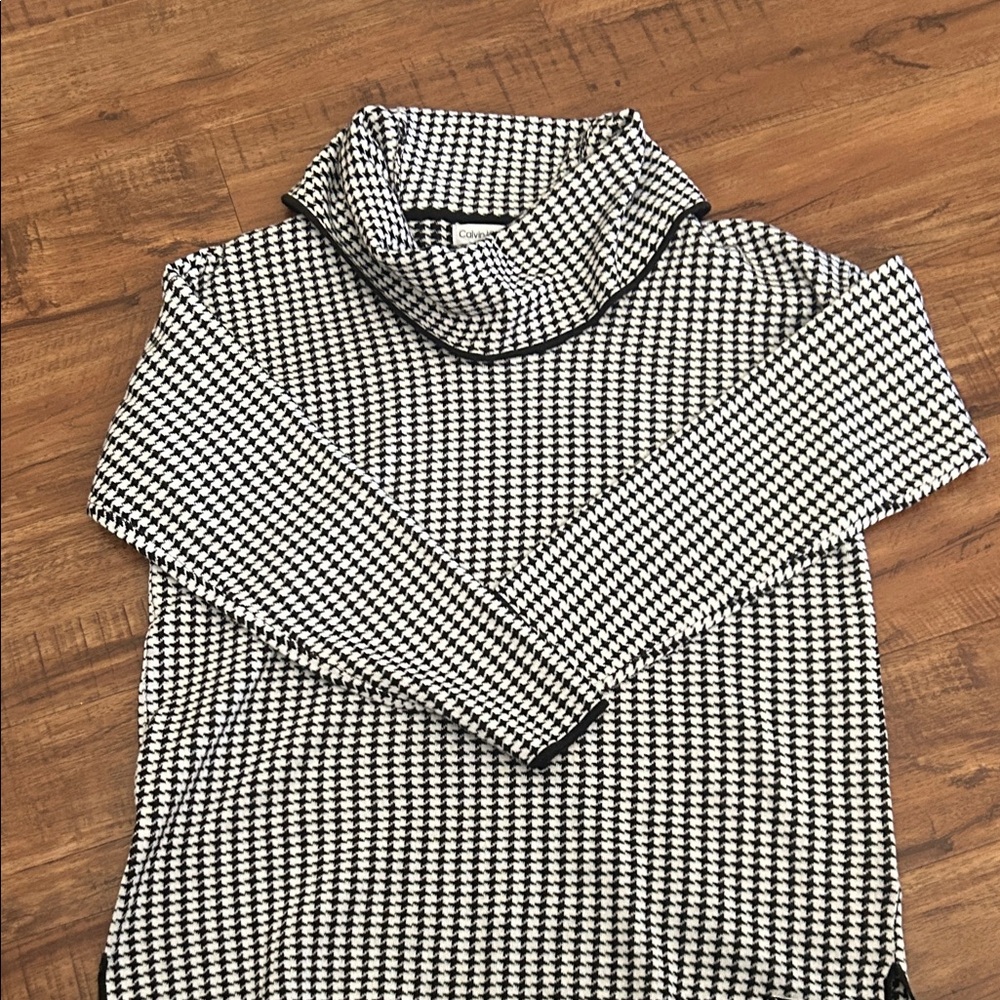 Calvin Klein Black and White Houndstooth Sweater